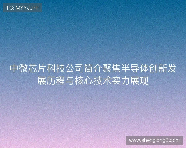 中微芯片科技公司简介聚焦半导体创新发展历程与核心技术实力展现